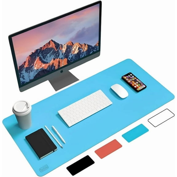 BLACK+DECKER Faux Leather Keyboard and Mouse Desk Mat, Office Desk Accessories, Protective Office Desk Decor Men, Women, Teens, Desk Pad Mat for Gaming, Work from Home, Office, Desk Organizers