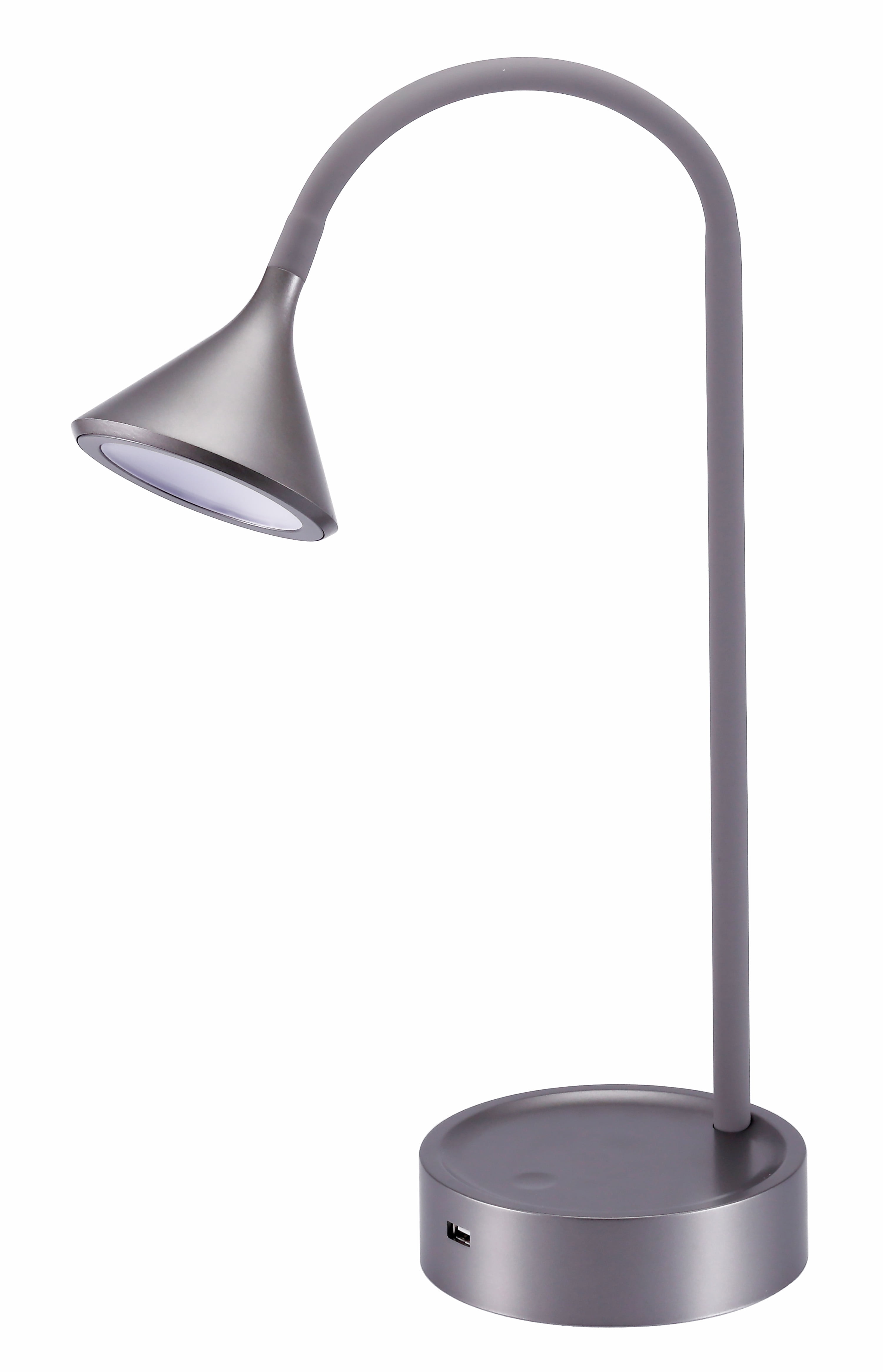 Gray Adjustable LED Gooseneck Desk Lamp with USB Port