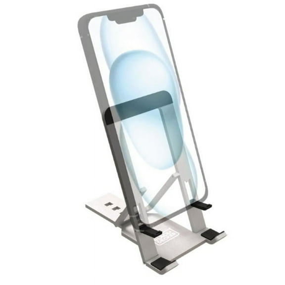 BLACK+DECKER Folding Phone Stand for Desk, iPhone Stand Holder, Adjustable and Portable, Folds Down Flat, for Office, Gaming, Bed, Travel, Phone Kickstand