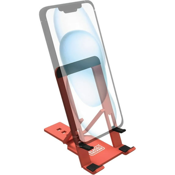 BLACK+DECKER Folding Phone Stand for Desk, iPhone Stand Holder, Adjustable and Portable, Folds Down Flat, for Office, Gaming, Bed, Travel, Phone Kickstand