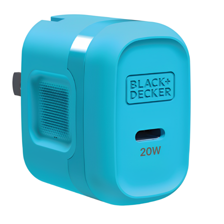 BLACK+DECKER GaN PD Wall Charger, 1-Port, 20W - USB Type C Wall Plug, Compact Power Block USB C, Type C Wall Charger Fast Charging , USB C Charger Block 20W
