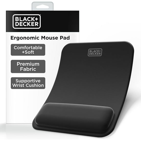 BLACK+DECKER Gaming Mousepad Wrist Support, Ergonomic Mouse Pad Wrist Rest, Gel Mousepad Wrist Relief, Non-Slip, Base Aesthetic Mousepad for Gaming, Home, Office