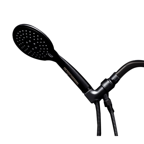 BLACK+DECKER Shower Head System with 5-Spray Setting Shower Head and Stainless Steel Hose, Black