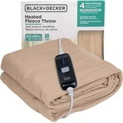 BLACK+DECKER Heated Blanket Electric Throw, 4 Heating Levels, 3H Timer, Auto Shutoff, 50x60 inches, Fleece, Mushroom