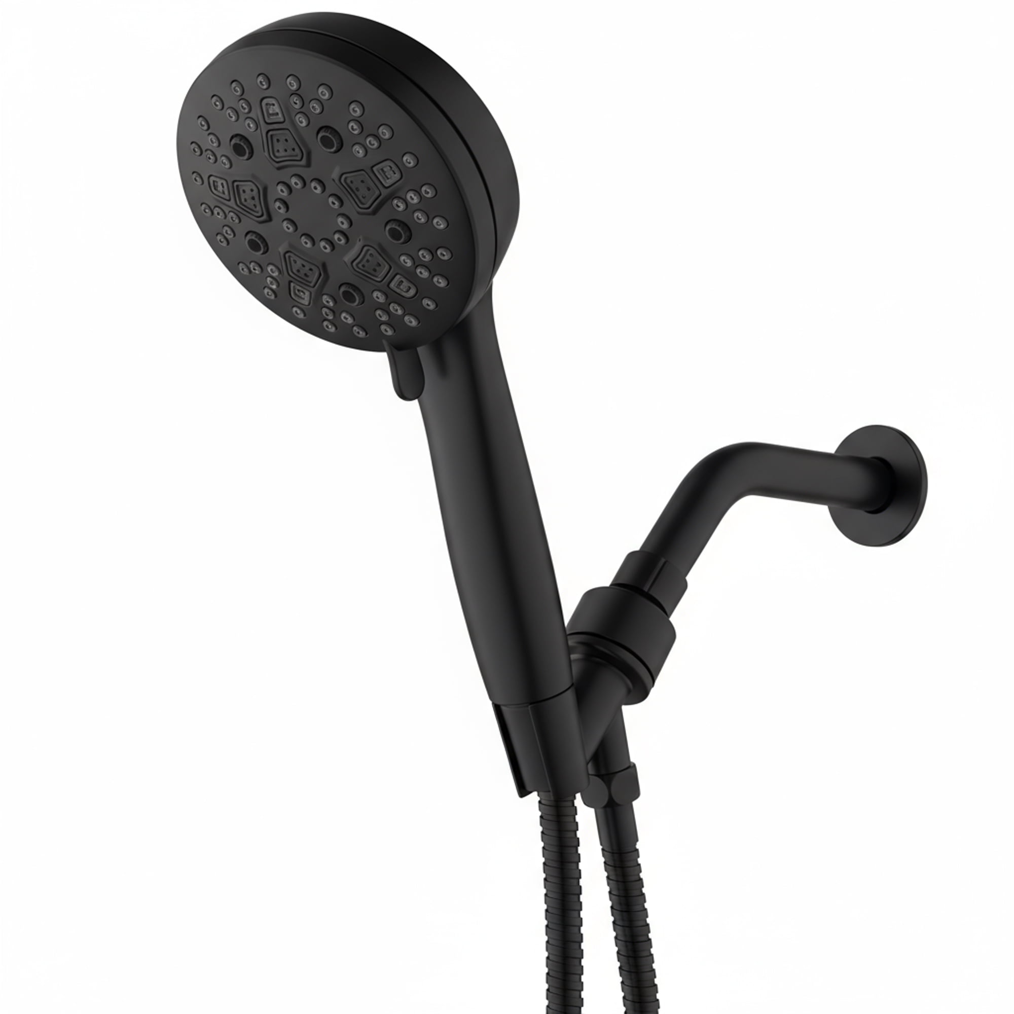 BLACK+DECKER High Pressure Handheld Shower Head with 9 Spray Settings and Stainless Steel Hose, Black