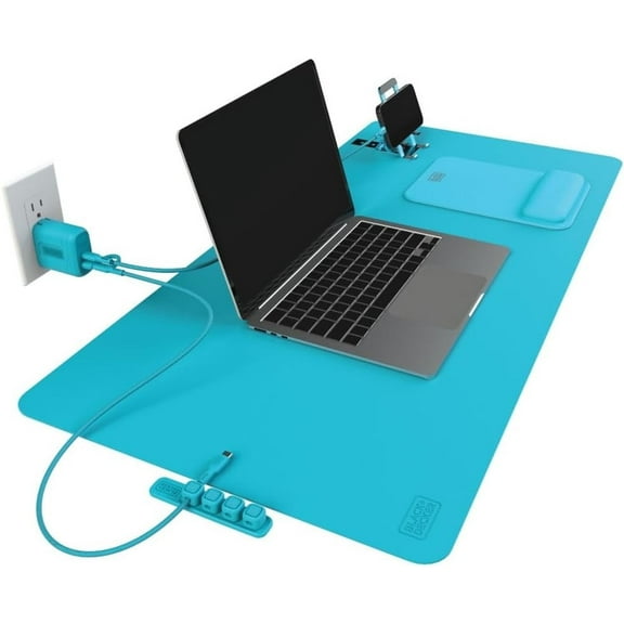 BLACK+DECKER Home Office Kit, 7 PCS Set, Desk Pad, 2-Port PD Charger, Ergonomic Mouse Pad, Phone Stand, Combo Cables, Cable Organizer, Workspace Accessories Perfect for Work-from-Home (Loch Ness)