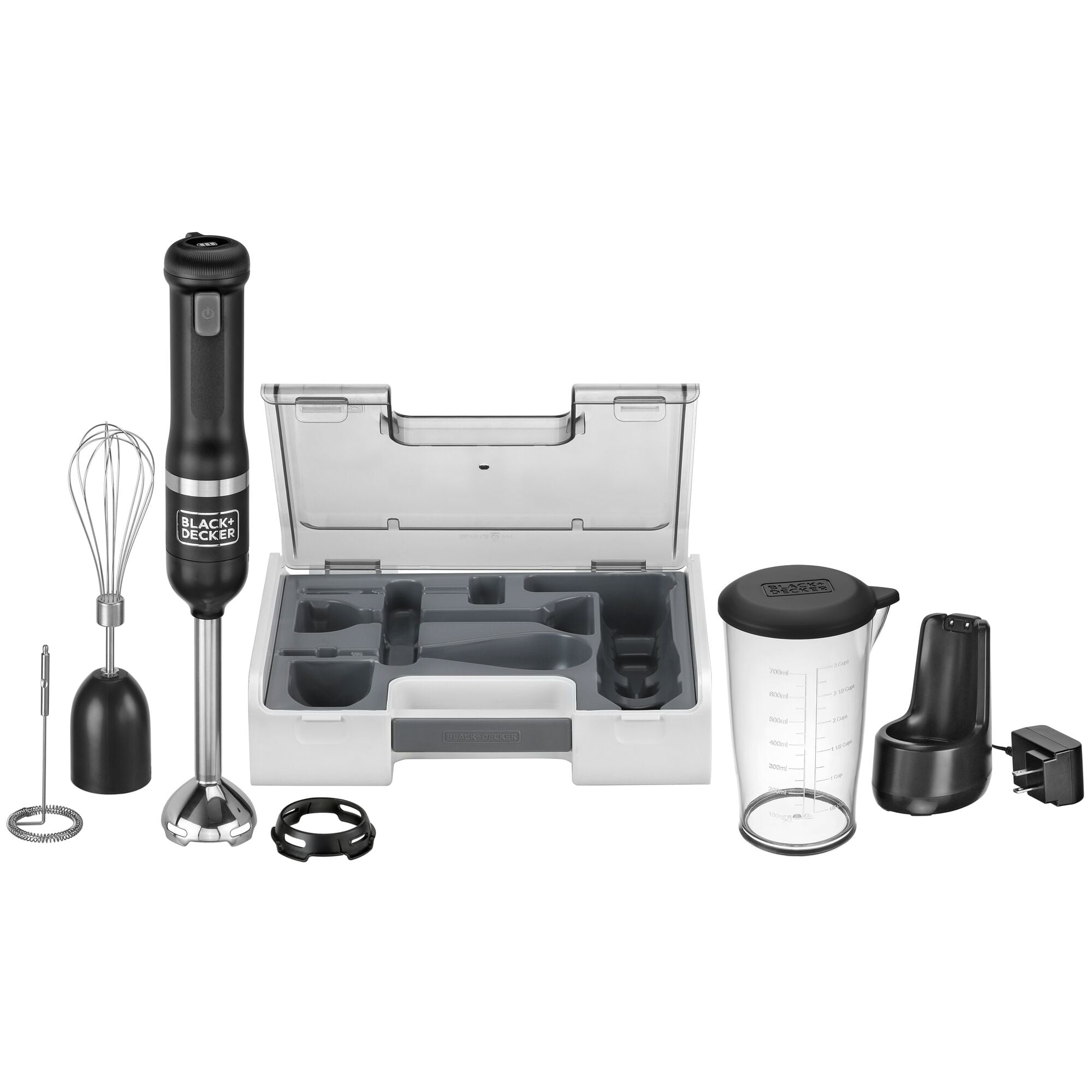 Black Cordless Stainless Steel Kitchen Wand with Attachments