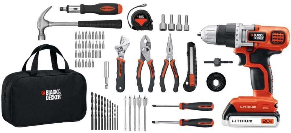 BLACK DECKER LDX120PK 68 Piece 20 Volt Drill Project Kit 2 YEARS