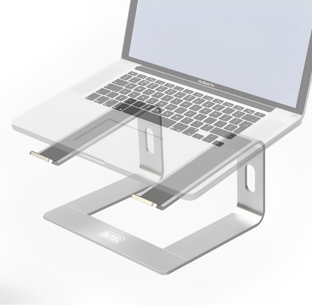 BLACK+DECKER Laptop Stand for Desk, Ergonomic Laptop Stand for Desk, Laptop Riser for Macbook Notebook Computer, Laptop Holder Computer Stand, Durable Aluminum Laptop Accessories