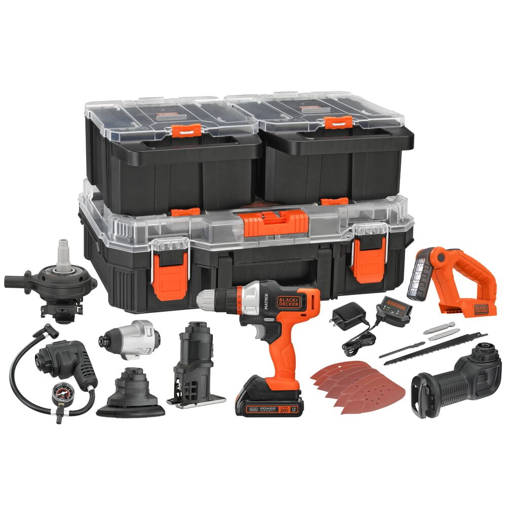 BLACKDECKER MATRIX 20V MAX Power Tool Kit, Includes Cordless Drill, 8 Attachments and Storage Case BDCDMT1208KITC1
