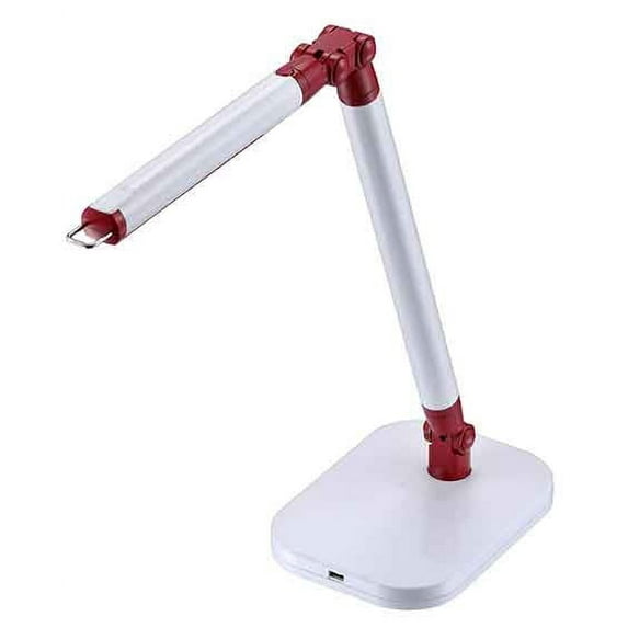 BLACK+DECKER PureOptics Exalt Flash Natural Daylight LED Desk Lamp with USB Port, Detachable Lamp Head, 3 Dimming Levels, White and Red (LED5ELIGHT-WHTRED)