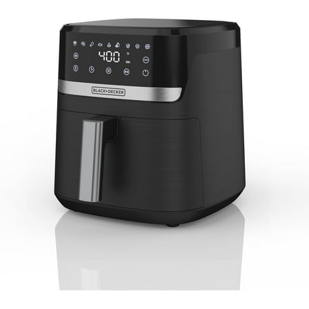 BLACK+DECKER Purify 6-Quart Digital Air Fryer with LED Touchscreen, 9 Presets, Auto Shut-Off, Shake Reminder, Dishwasher Safe Parts, AFBD62-0BD