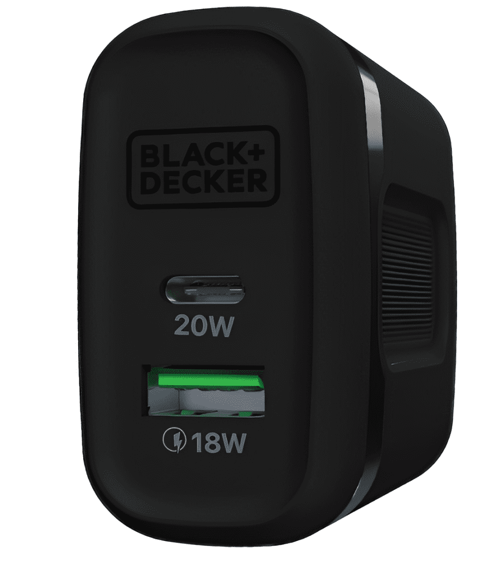 BLACK+DECKER Quick-Charge PD Wall Charger, 2-Port, 38W - USB Type C Wall Plug, Compact Power Block USB C, Fast Charger Adapter