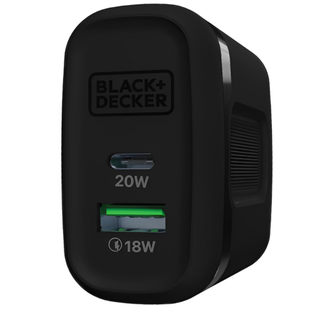 BLACK+DECKER Quick-Charge PD Wall Charger, 2-Port, 38W - USB Type C Wall Plug, Compact Power Block USB C, Fast Charger Adapter