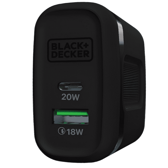 BLACK+DECKER Quick-Charge PD Wall Charger, 2-Port, 38W - USB Type C Wall Plug, Compact Power Block USB C, Fast Charger Adapter