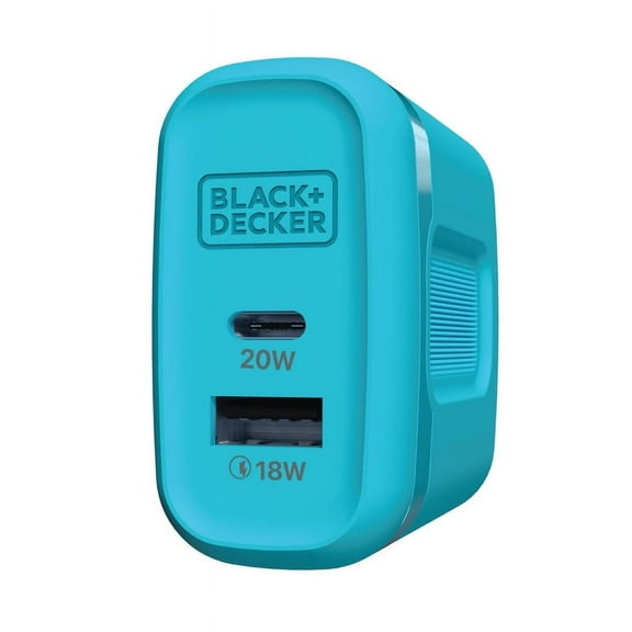 BLACK+DECKER Quick-Charge PD Wall Charger, 2-Port, 38W - USB Type C Wall Plug, Compact Power Block USB C, Fast Charger Adapter