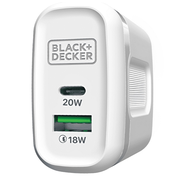 BLACK+DECKER Quick-Charge PD Wall Charger, 2-Port, 38W - USB Type C Wall Plug, Compact Power Block USB C, Fast Charger Adapter