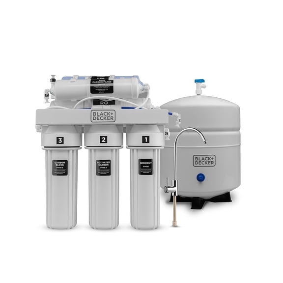 BLACK+DECKER RO 75 Under Sink Water Filter, Alkaline 6-Stage Filtration System, pH+ Remineralization RO Water Filter System,Reduces PFAS, PFOS, Microplastics, NSF/ANSI 58 Certified