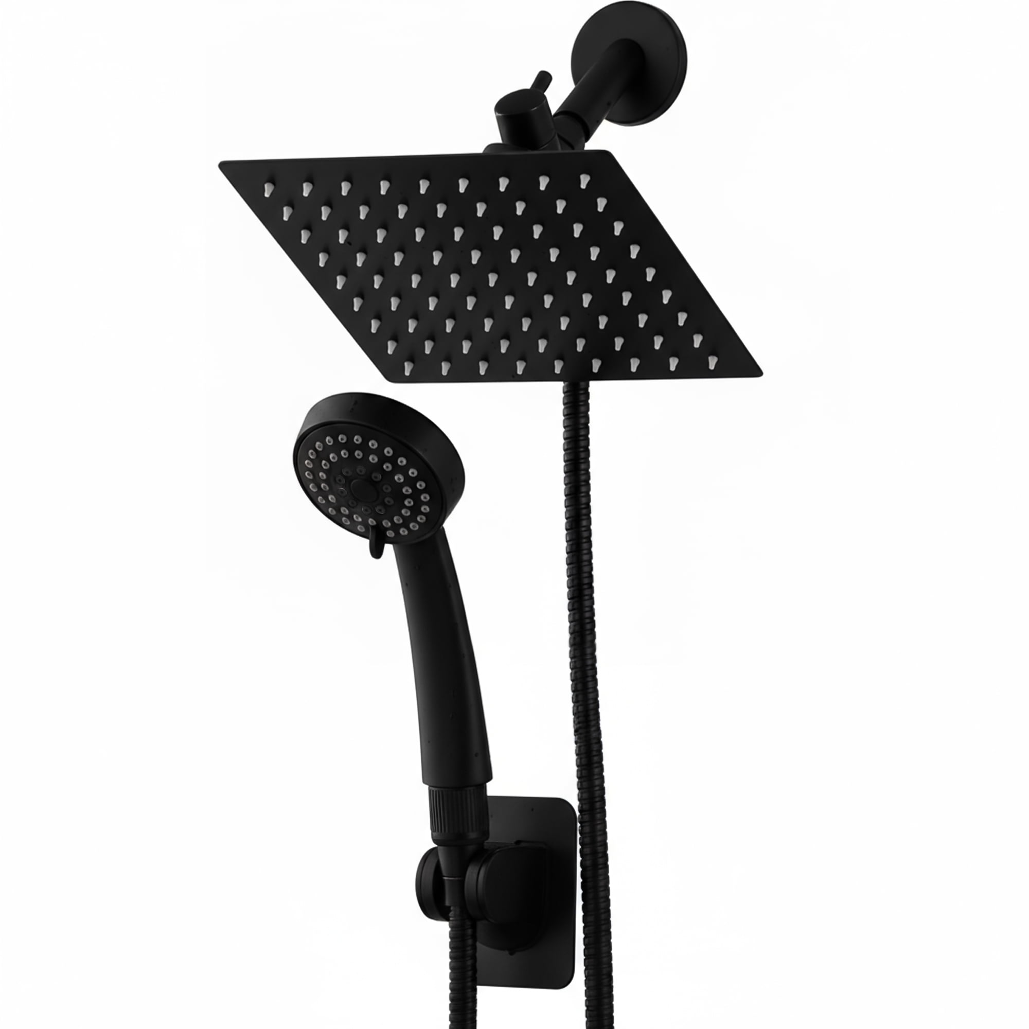 BLACK+DECKER Rainfall Shower Head with 3-Function Handheld Wand and Stainless Steel Hose, Black