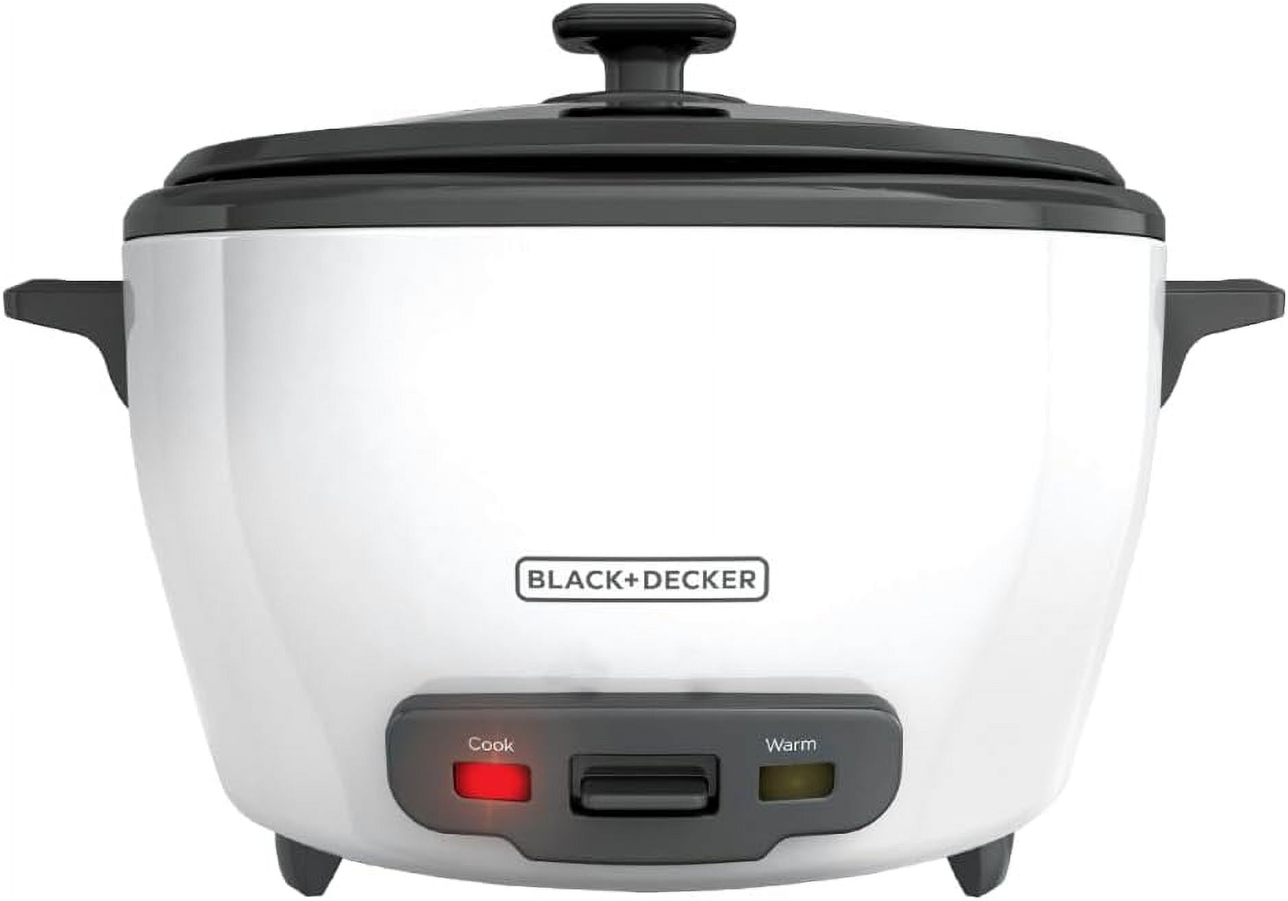 BLACK+DECKER 28-Cup White Rice Cooker with Steaming Basket