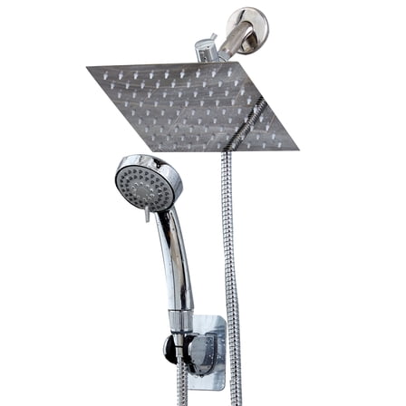BLACK+DECKER Rainfall Shower Head with 3-Function Handheld Wand and Stainless Steel Hose, Chrome