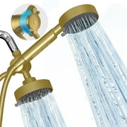 BLACK+DECKER Stainless Steel Dual Shower Heads with 5-Spray Setting Shower Head System, Gold