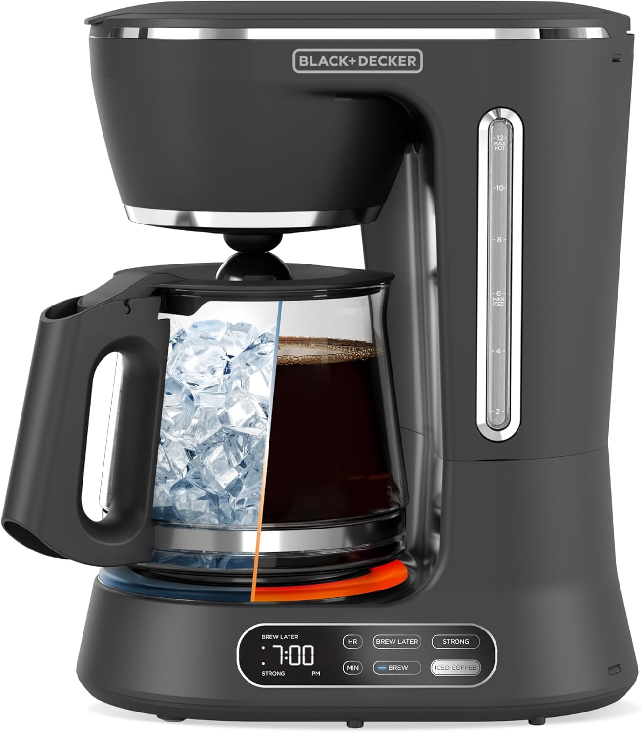 Black Programmable 12-Cup Drip Coffee Maker with Glass Carafe