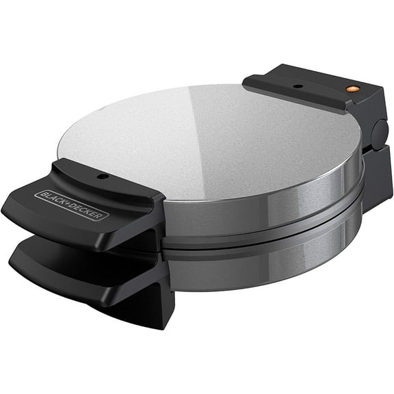 BLACK+DECKER Belgian Waffle Maker WMB505, Stainless Steel - Nonstick Interior - 1 Pack, Silver