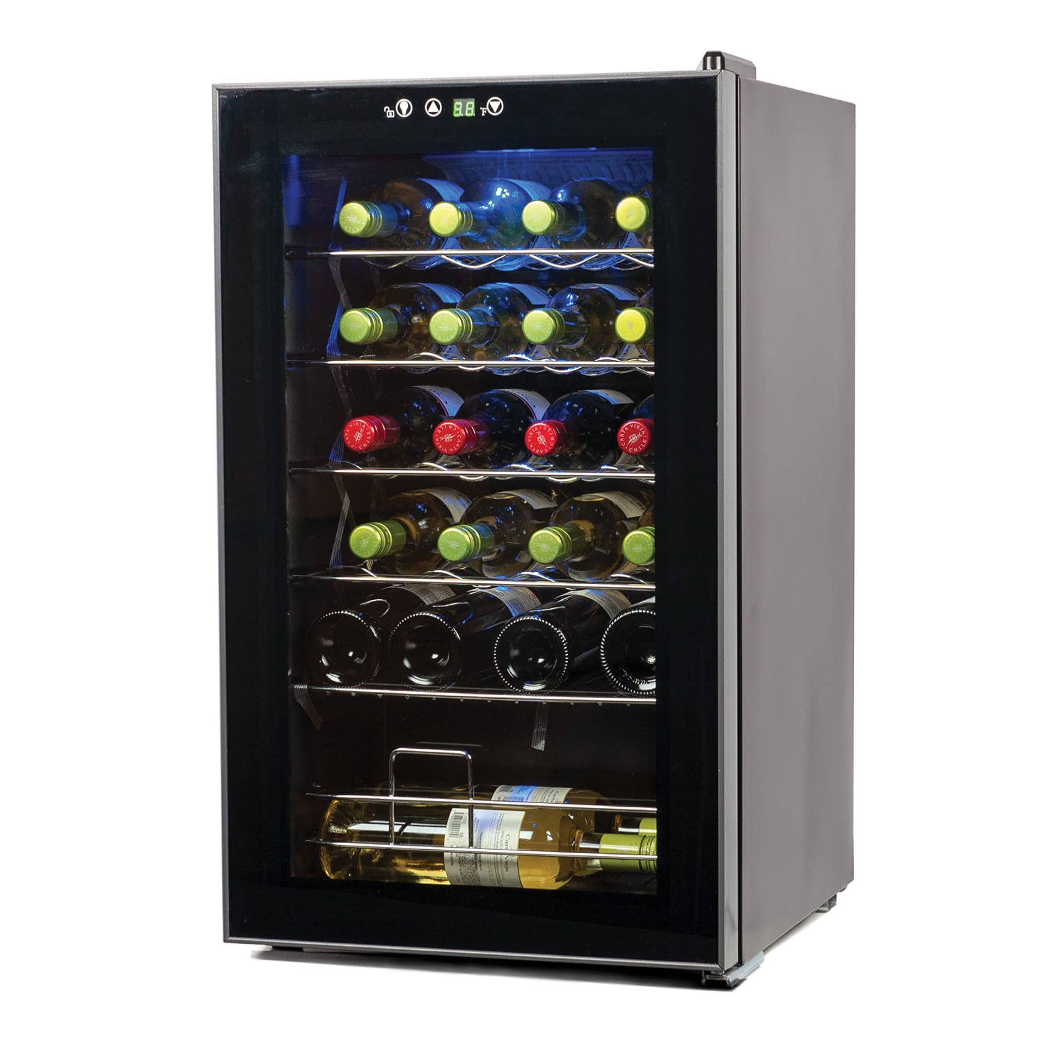 BLACK+DECKER 24 Bottle Black Wine Fridge with Interior Lighting