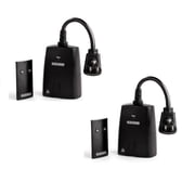 BLACK+DECKER Wireless Outdoor Outlet, 2-Pack of Remote Controls and Grounded Outlets, Weather-Resistant Remote Light Switches