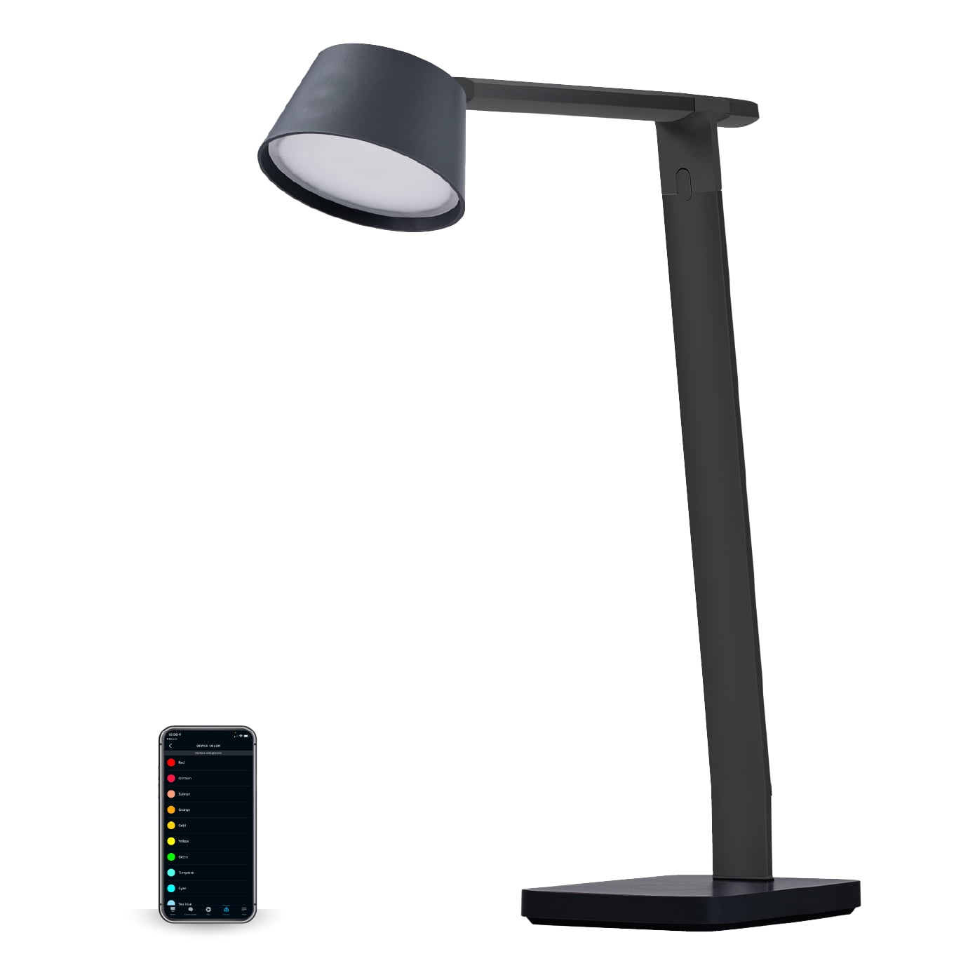 17" Adjustable Black Aluminum Smart Desk Lamp with Wireless Charging