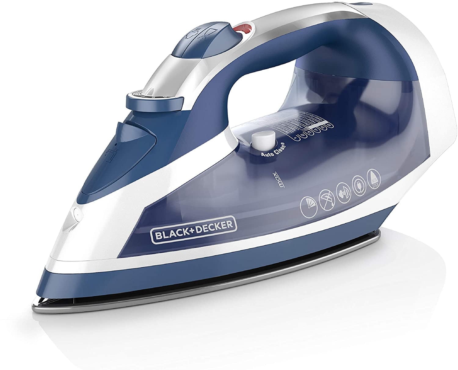 Navy Stainless Steel Steam Iron with Retractable Cord