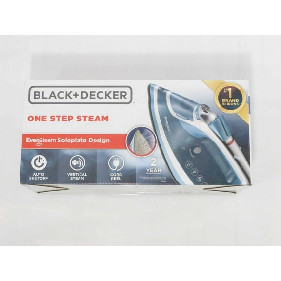 BLACK+DECKER Steam Iron Retractable Cord Gray 1200W Nonstick Soleplate