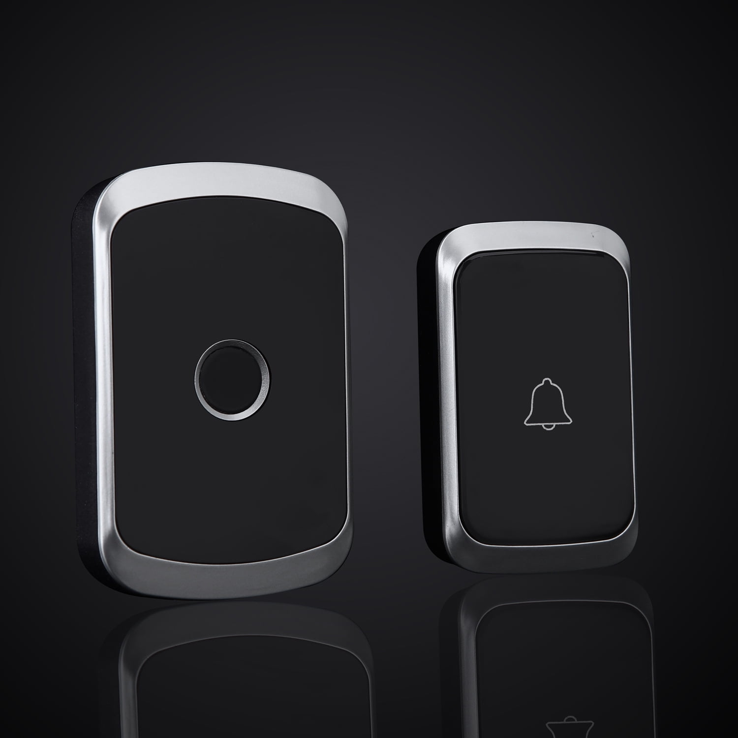 BLACK DOOR BELL Black wireless doorbell power plug Wireless 90 * 56 * 20mm Long Range 36 music options and lighting Easy to install 110/220V Doorbell