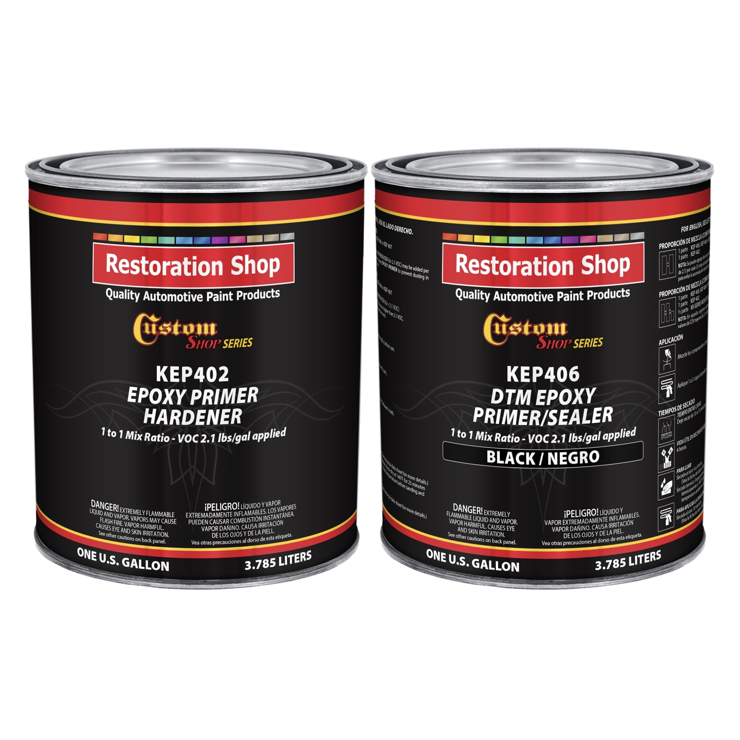 BLACK Epoxy Primer / Sealer 2.1 VOC (2-GALLON KIT) - Anti-Corrosive DTM Direct to Metal Fast Dry Primer