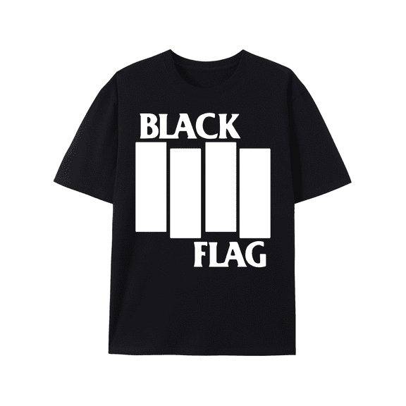 [BLACK FLAG Tee] BLACK FLAG Soft, Breathable Classic Crew Neck Graphic Tee | Trendy Summer Top for Men - Casual Short Sleeve Shirt with Letter Print Design