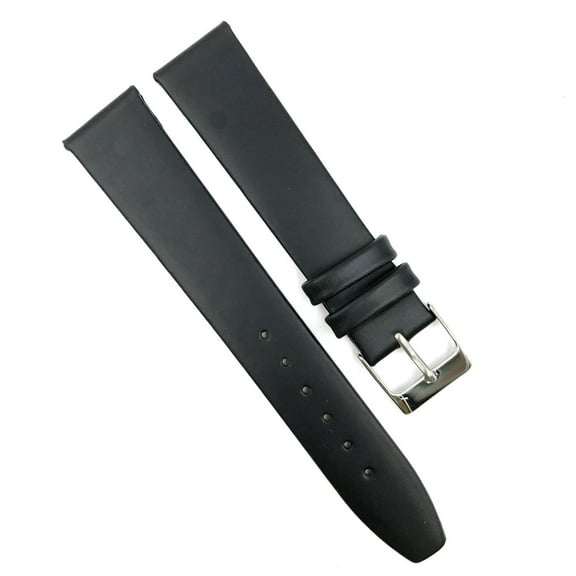 BLACK FLAT SMOOTH LEATHER MOVADO STYLE WATCH STRAP