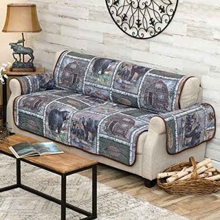 BLACK FOREST DECOR Bear Cabin Scenes Sofa Cover