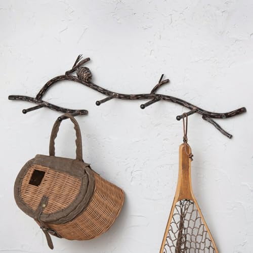BLACK FOREST DECOR Pinecone Branch Wall Hooks - Large