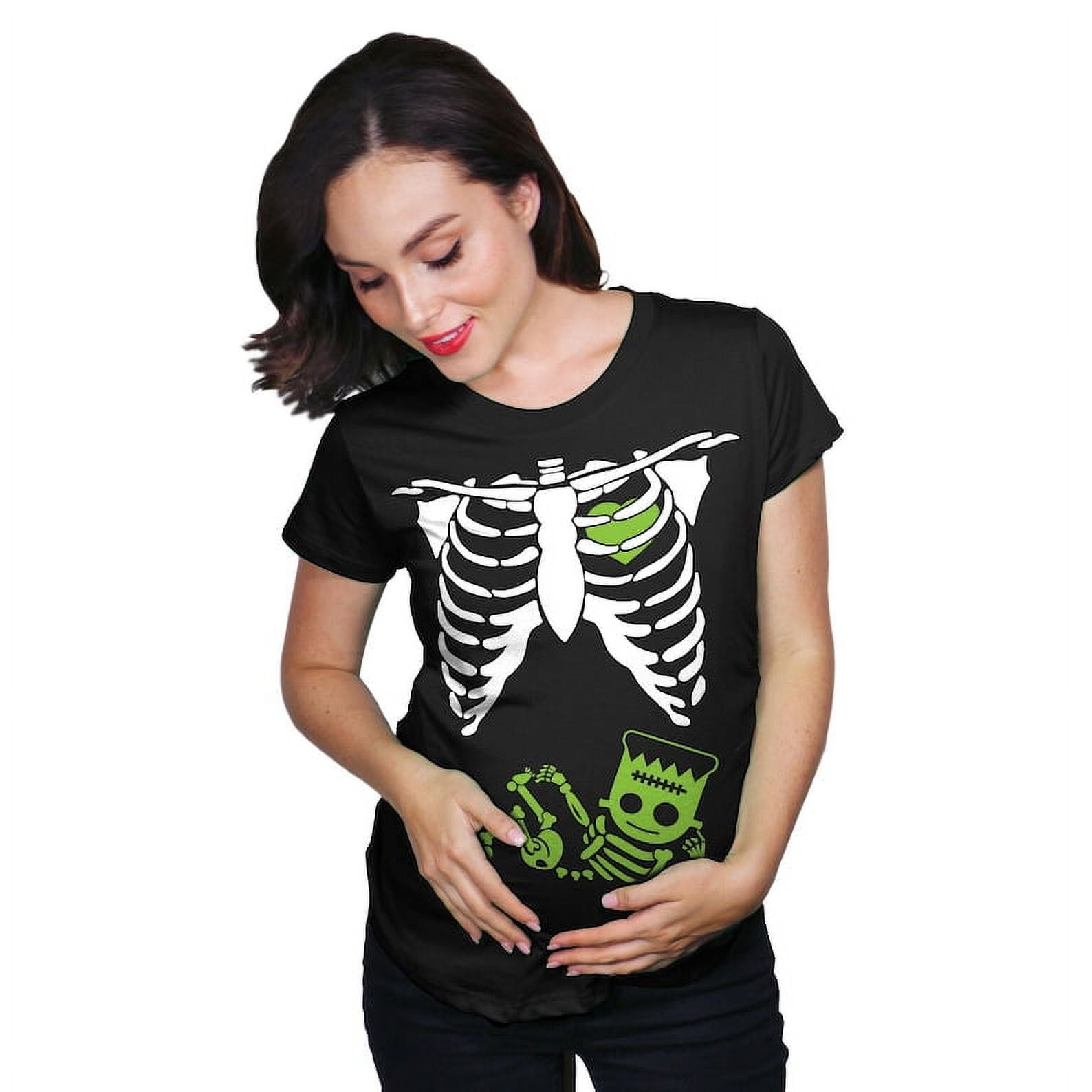 [BLACK] Frankenstein Skeleton Maternity Shirt, Funny Pregnant Shirt