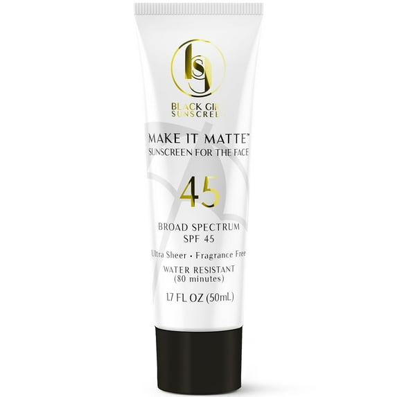 BLACK GIRL SUNSCREEN Make It Matte SPF 45 - Clear Face Sunscreen - No White Residue, Broad Spectrum, Matte Finish, Vegan