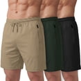 thumbnail image 1 of Athletic Shorts For Men 3 Pack Casual Shorts 8" Basketball Gym Shorts With Zipper Pockets Black, Hunter Green, Doeskin Size XL, 1 of 6