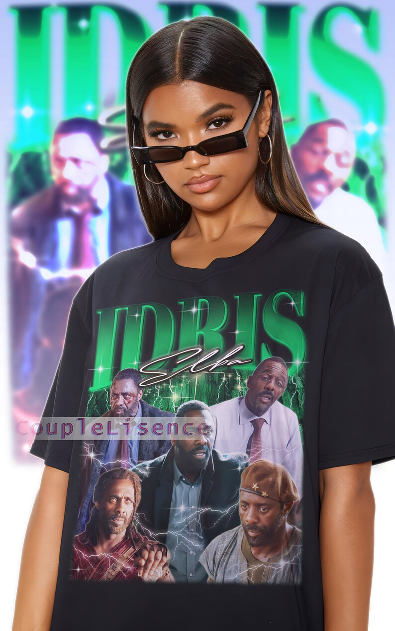 [BLACK] IDRIS ELBA Vintage Shirt Idris Elba Homage Fan Tees Idris