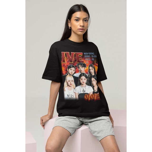 [BLACK] IVE Retro Vintage Tee Ive Kpop Tshirt Kpop Gift for her or