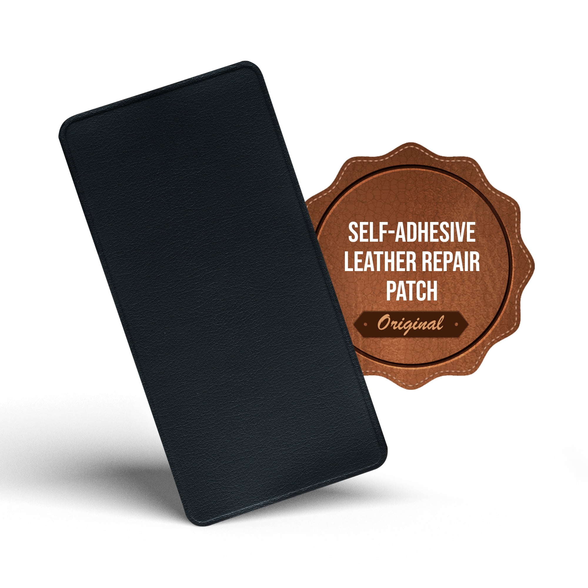 BLACK Instant MastaPlasta Leather Repair Patch, Self-Adhesive Premium Leather Repair Patch for Upholstery. Large 8 x 4 in (20 x 10 cm). Sofa, Car Seat, Bags. Pressed edge for neatest finish.