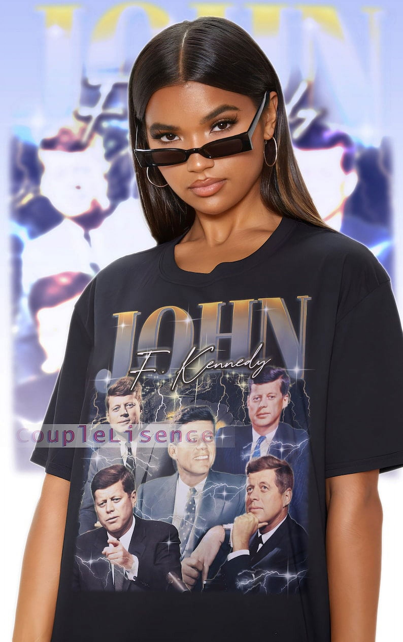 [BLACK] JOHN F KENNEDY Vintage John F Kennedy Homage Fan Tees John