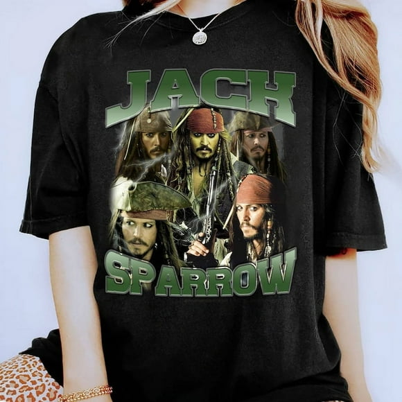 [BLACK] Jack Sparrow Shirt Vintage Jack Sparrow Shirt Pirates of the Caribbean Shirt Captain Jack Sparrow Shirt Family Birthday Gift