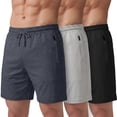 thumbnail image 1 of Athletic Shorts For Men 3 Pack Casual Shorts 8" Basketball Gym Shorts With Zipper Pockets Black, Light Gray , Navy Melange Size S, 1 of 8