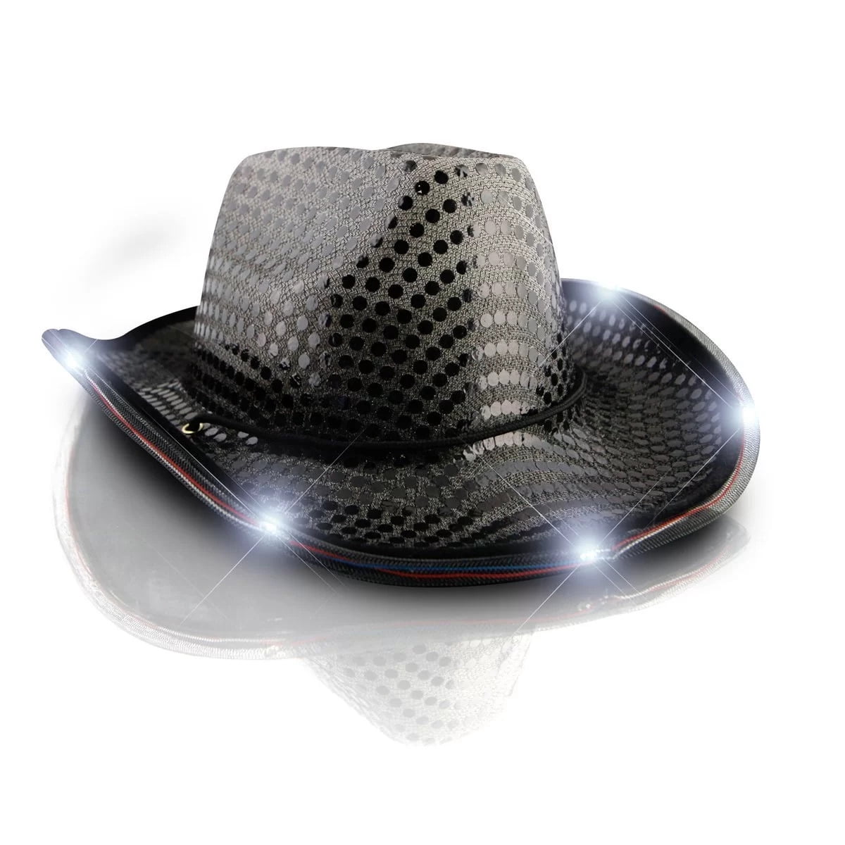 7494 Black Cowboy Hat For Women,colored Light Up Black Iridescent Light Up Cowgirl Cowboy Hat with Bright  main image 2