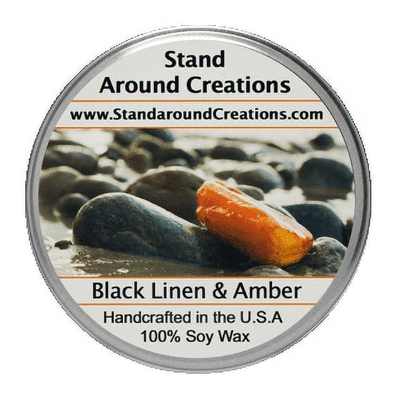 BLACK LINEN & AMBER TUREEN 3-OZ. ALL NATURAL SOY CANDLE